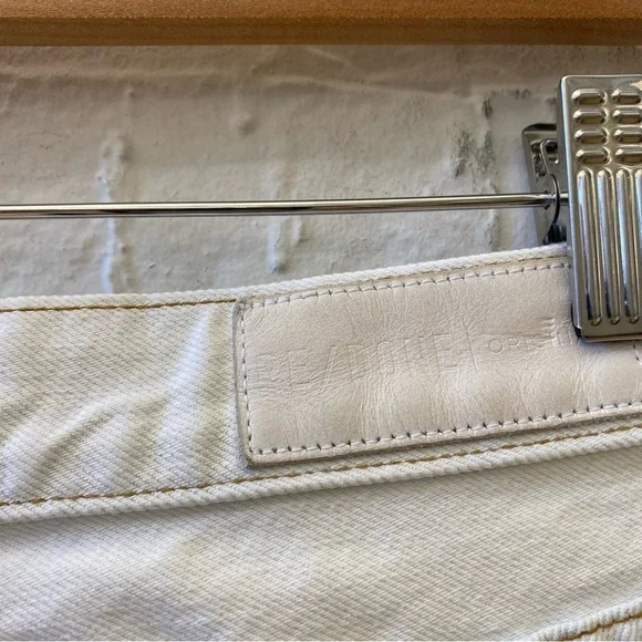 Re/Done || The 80's Long Short Denim Cut Offs Raw Hem Bleach White 29 - Picture 11 of 12